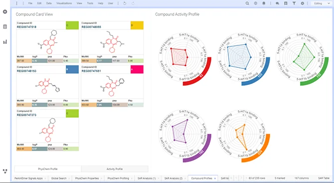 Chemistry software screenshot UI colorful wheels 