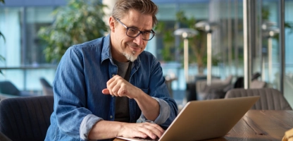 Developer looking at a laptop