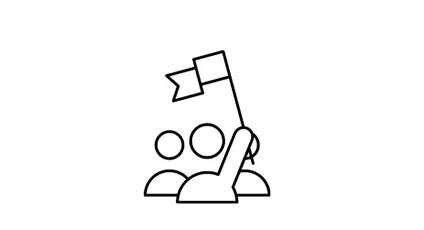 Customer Success icon, 3 people holding a flag together