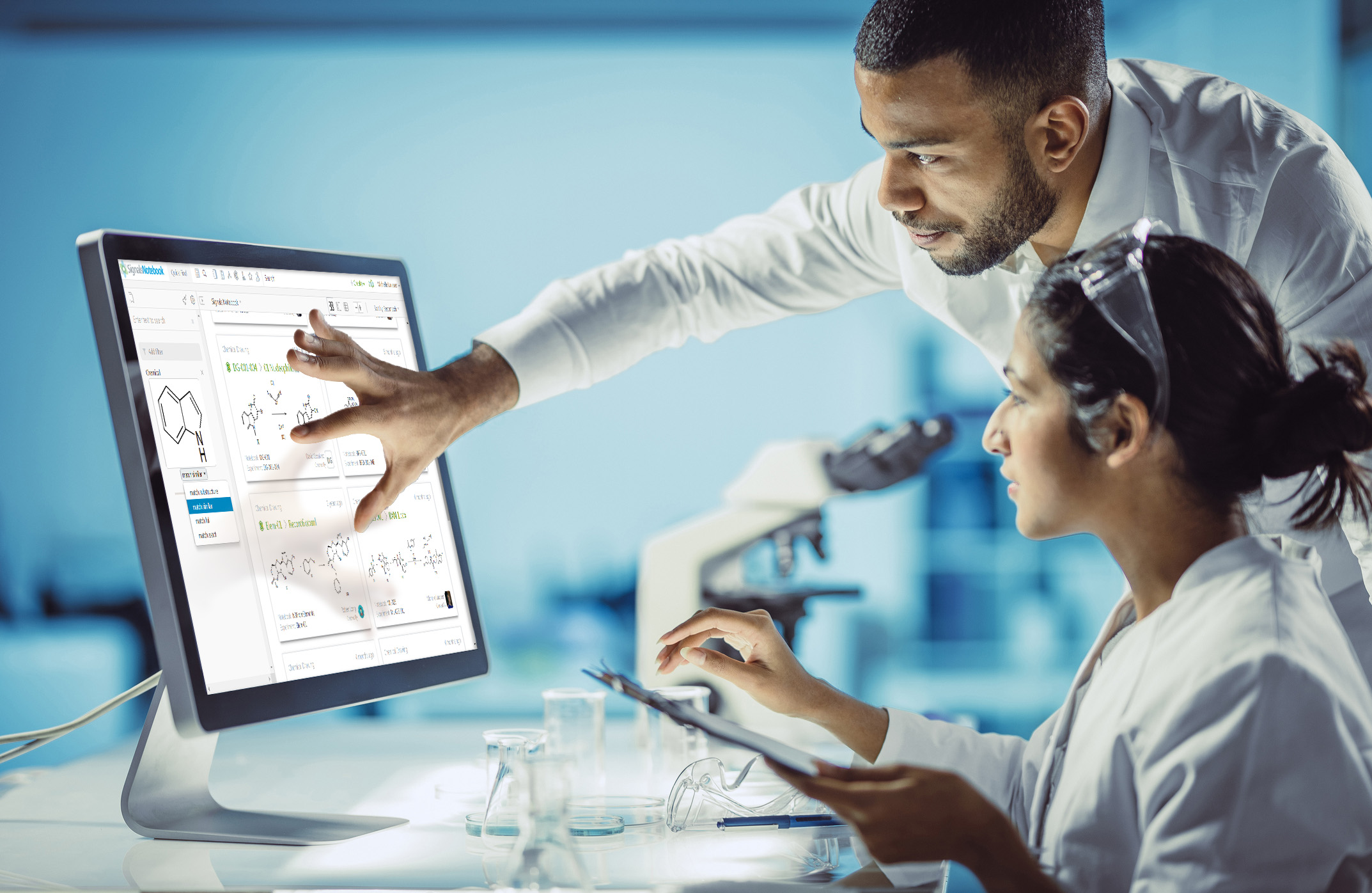 Scientists Analyzing Screen