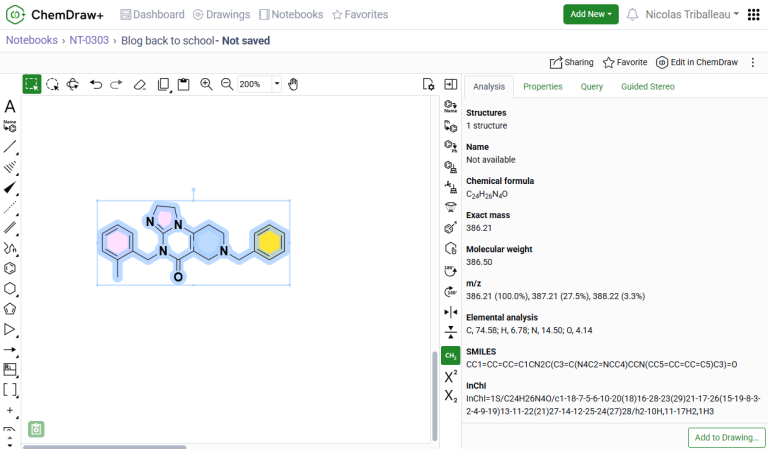 ChemDraw Analysis Panel