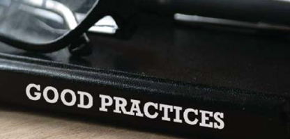 Good practices book with lenses on top