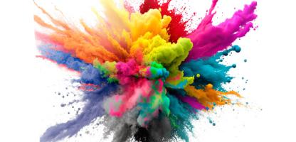 paint powder bursts of rainbow color - IC brochure cover thumbnail