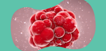 high content screening cover image with cluster of red cells in middle