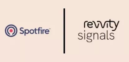 Spotfire and Revvity Signals partnership logo - peach background