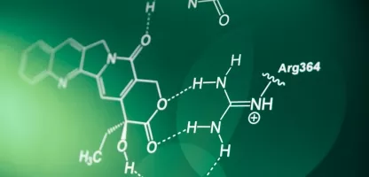 Scientific drawings over a green background