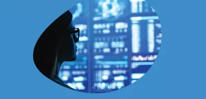 woman shadow looking at computer screen monitor