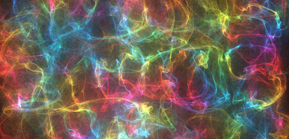 rainbow color swirls of light of light blue, yellow, pink and orange