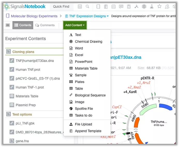 Screenshot of Signals Notebook software