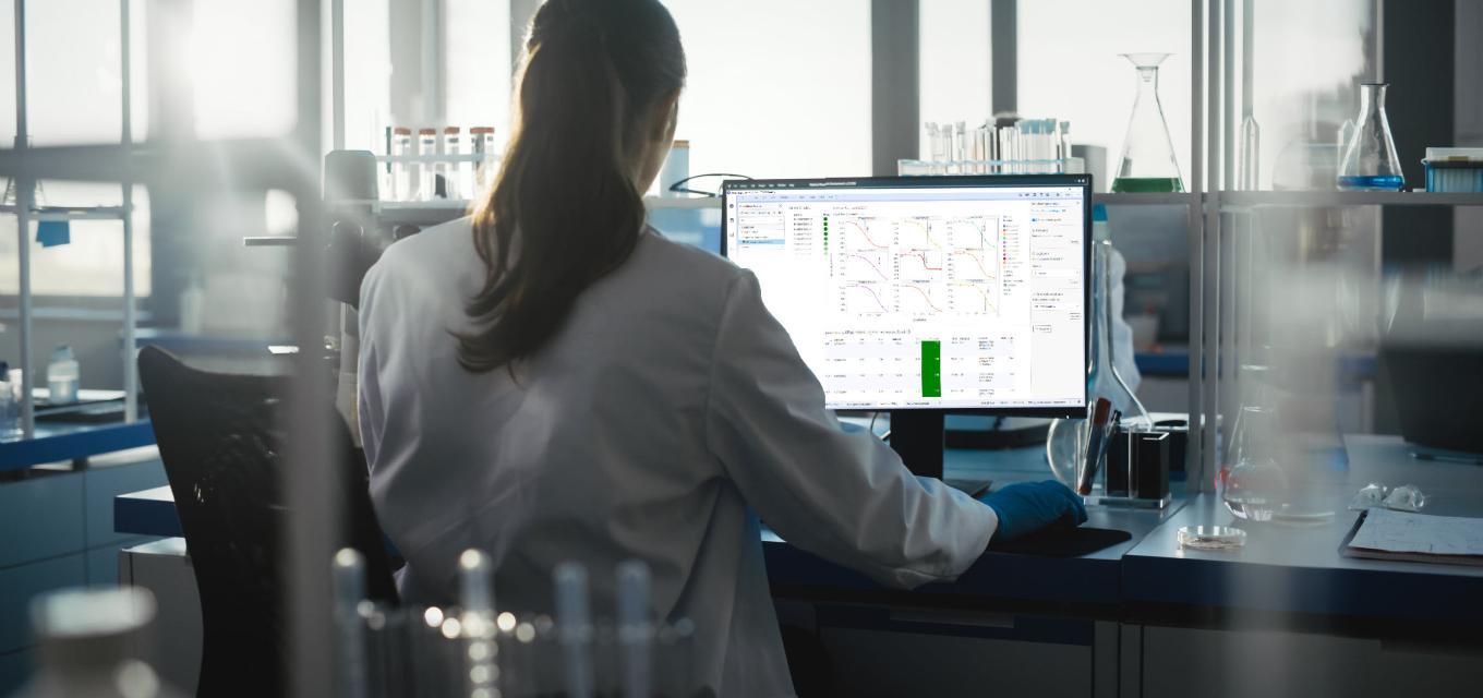 woman looking at monitor