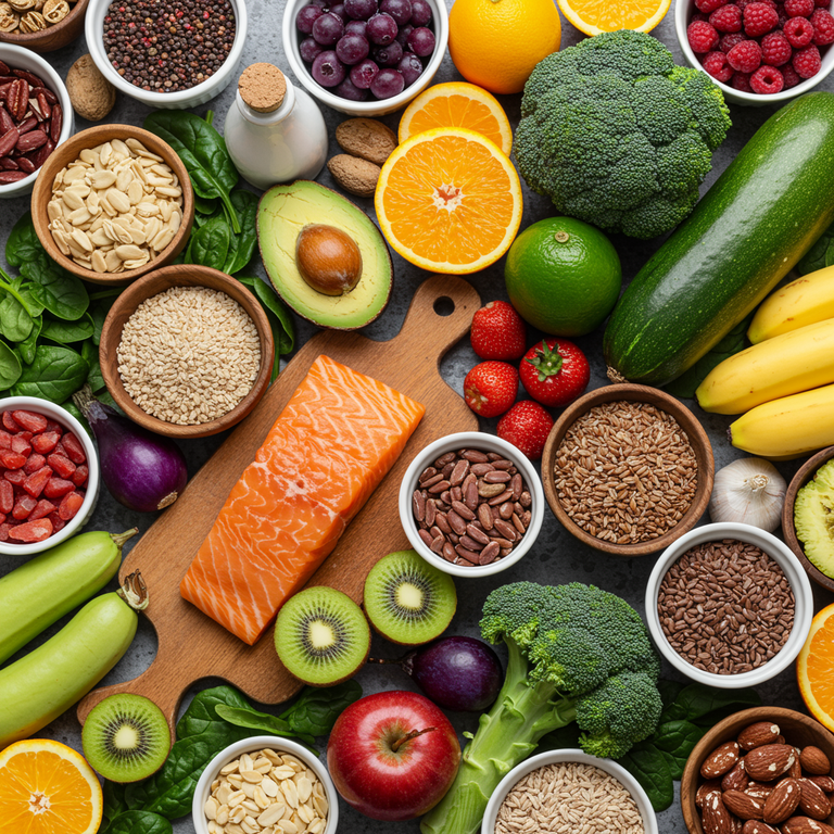 Section Image FFF - power of Ai image, fish, nuts, color vegetables and frut