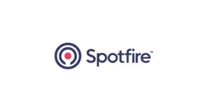 Spotfire blue and pink logo on a white background 
